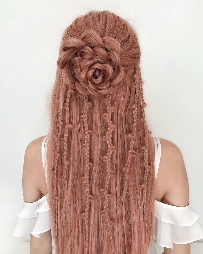 Rose gold floral braid